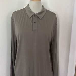Proof merino long sleeve polo shirt medium m brown